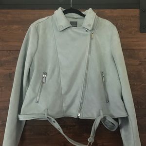 Faux suede moto jacket